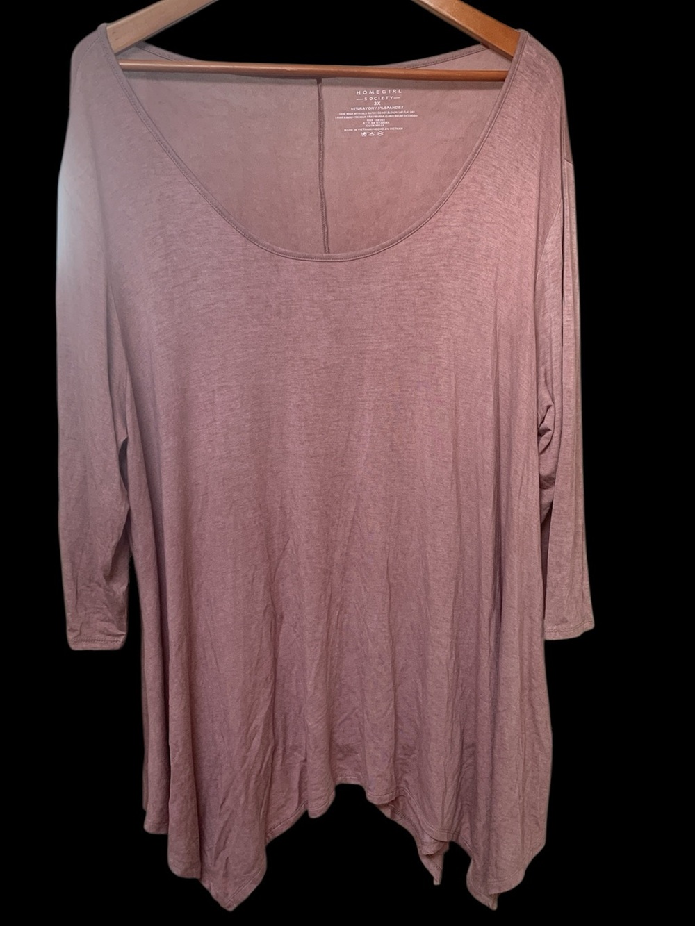 3x Soft Scoop Neck Tunic - Dusty Rose